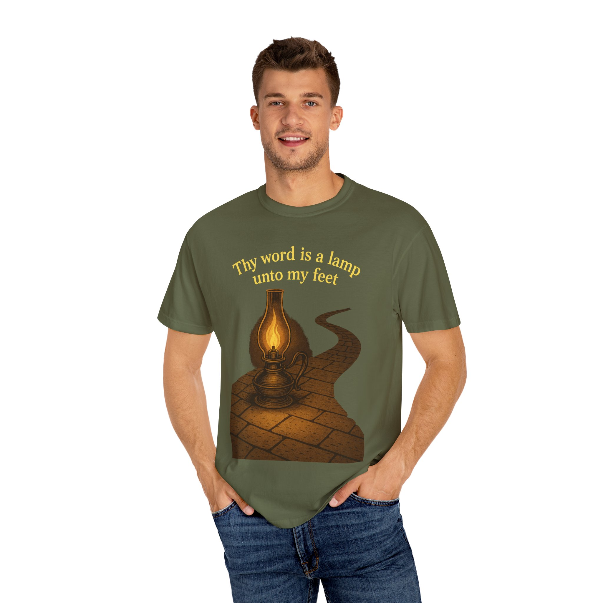 Vintage-Inspired Oil Lamp Unisex Garment-Dyed T-Shirt, Spiritual Tee, Religious Shirt, Biblical Clothing, Christian Apparel - Image 24