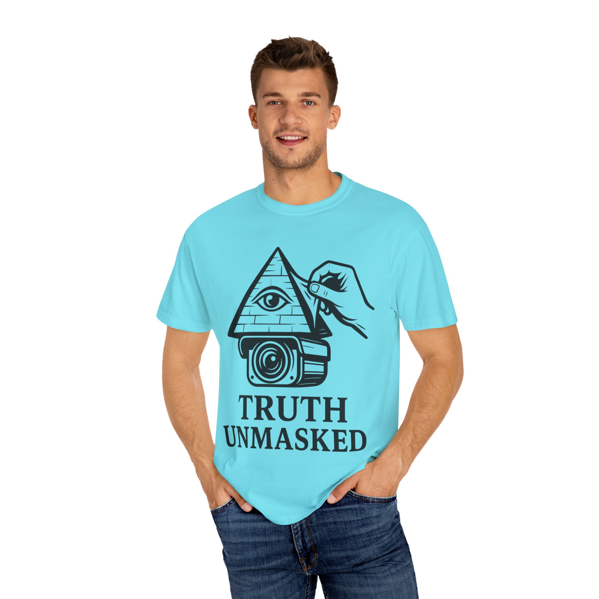 Truth Unmasked Shirt | Pyramid Camera Eye Graphic Tee | Exposing Lies Awareness Conspiracy T-Shirt | Freedom Expression Top - Image 24