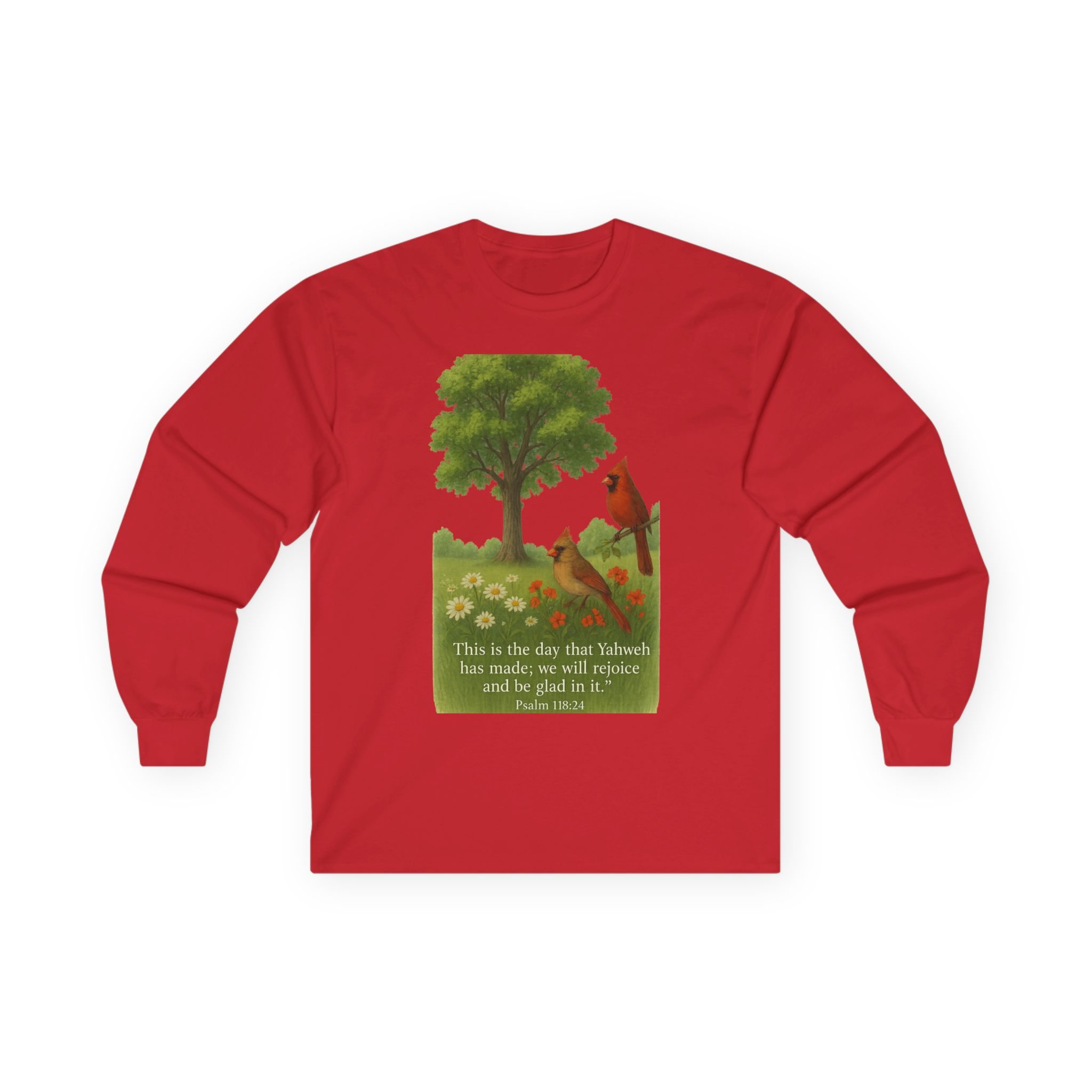 Faith Tree Long Sleeve Tee, Christian Inspirational Shirt, Rejoice in the Moment Top, Psalm 118:24 Tee, Hopeful Floral T-Shirt, Serene - Image 49