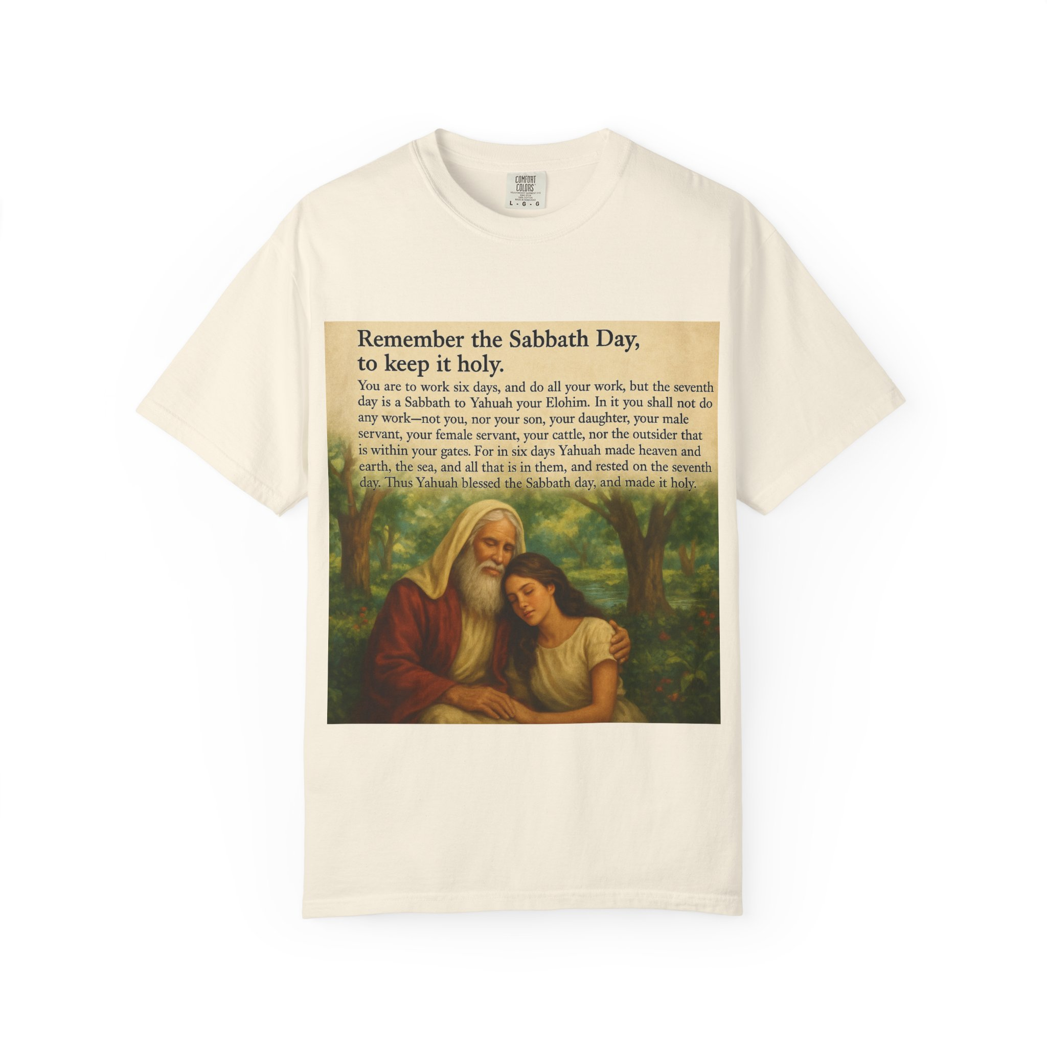 Religious Unisex T-shirt, God and Eve in Garden, Fourth Commandment, Remember the Sabbath Day - Image 21