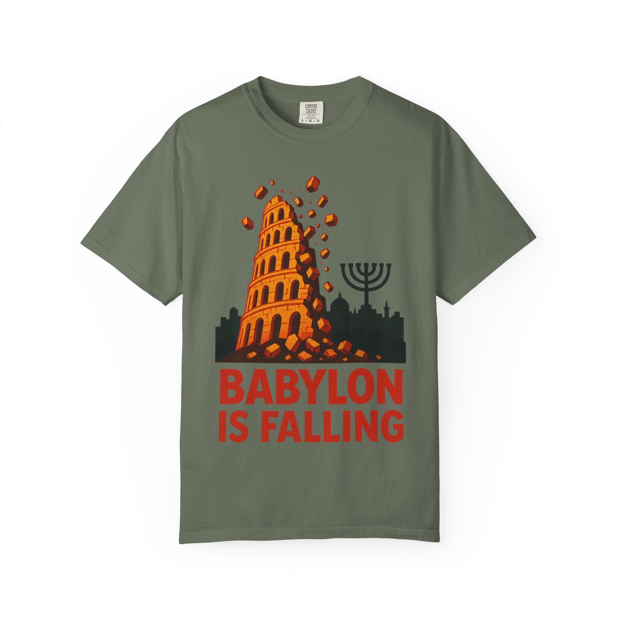 Babylon Is Falling Shirt | Tower of Babel Prophecy Tee | Hebrew Roots Faith T-Shirt | Jerusalem Stands Firm Graphic TopUnisex Garment-Dyed T-shirt - Image 17