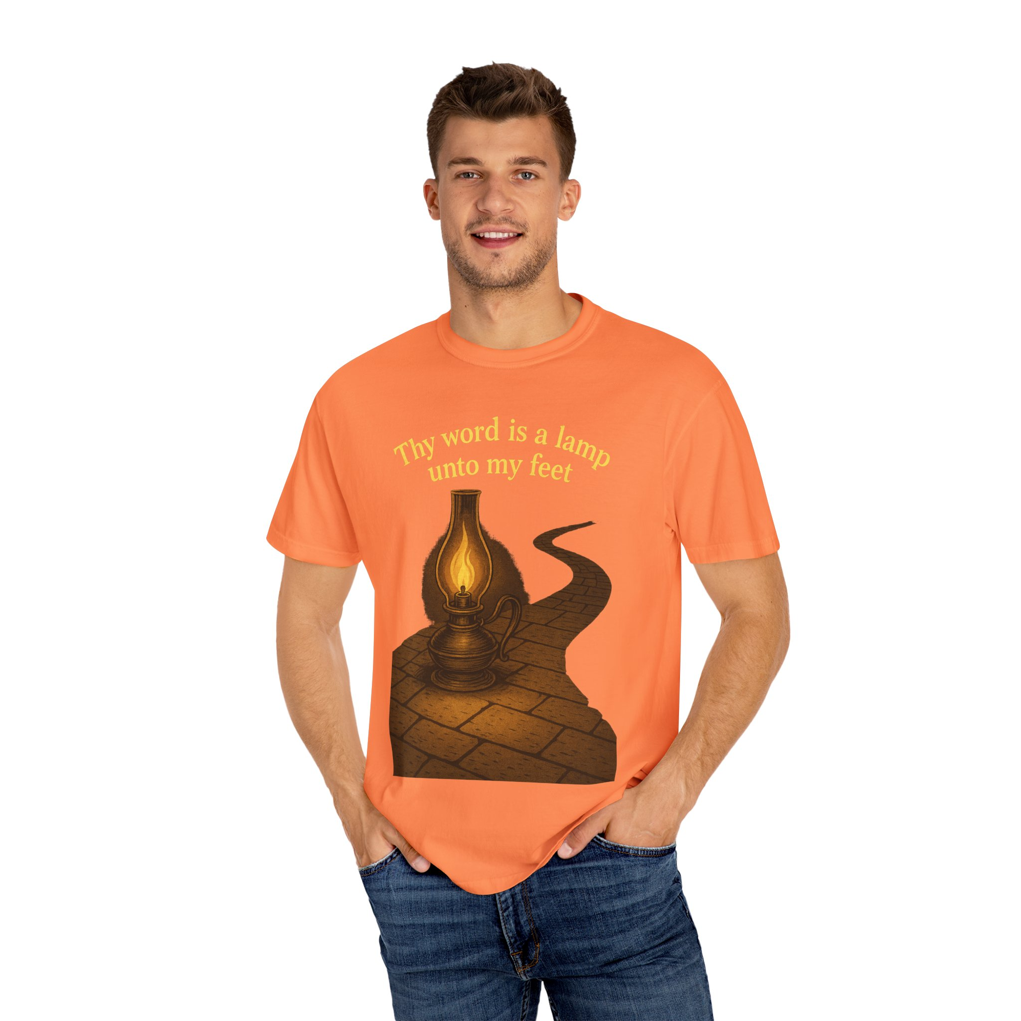 Vintage-Inspired Oil Lamp Unisex Garment-Dyed T-Shirt, Spiritual Tee, Religious Shirt, Biblical Clothing, Christian Apparel - Image 12