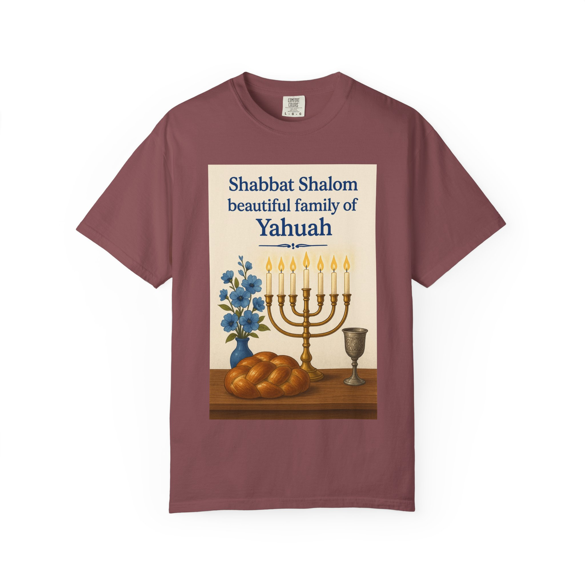 Shabbat Shalom Beautiful Family of Yahuah Tee Unisex Garment-Dyed T-Shirt, Perfect for Family Gatherings & Religious Celebrations - Image 9