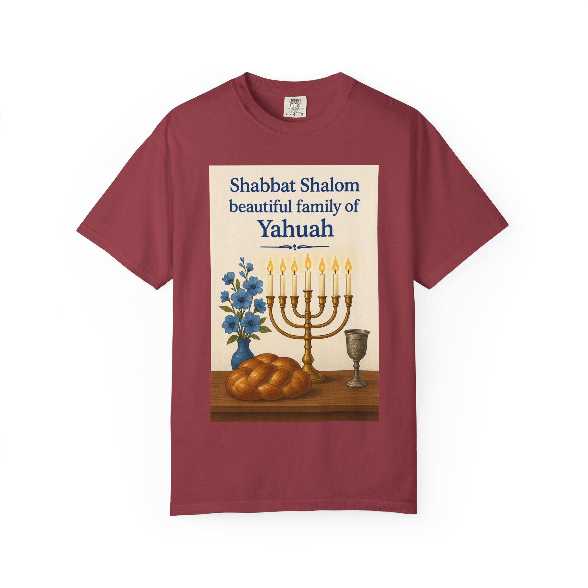 Shabbat Shalom Beautiful Family of Yahuah Tee Unisex Garment-Dyed T-Shirt, Perfect for Family Gatherings & Religious Celebrations - Image 49