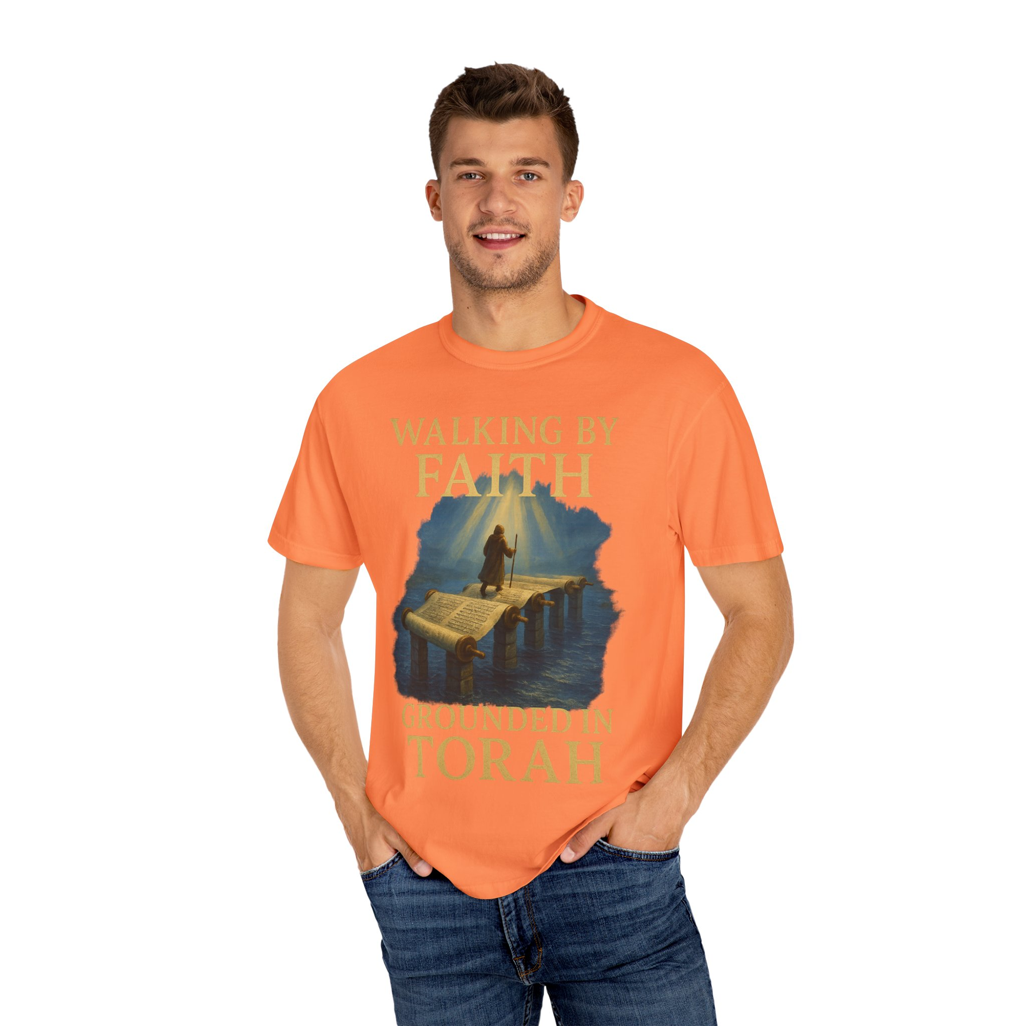 Walking by Faith, Grounded in Torah Scroll Bridge of LightFaith-Inspired Unisex Faith T-Shirt, Torah Gift Inspirational Apparel, Spiritual - Image 4