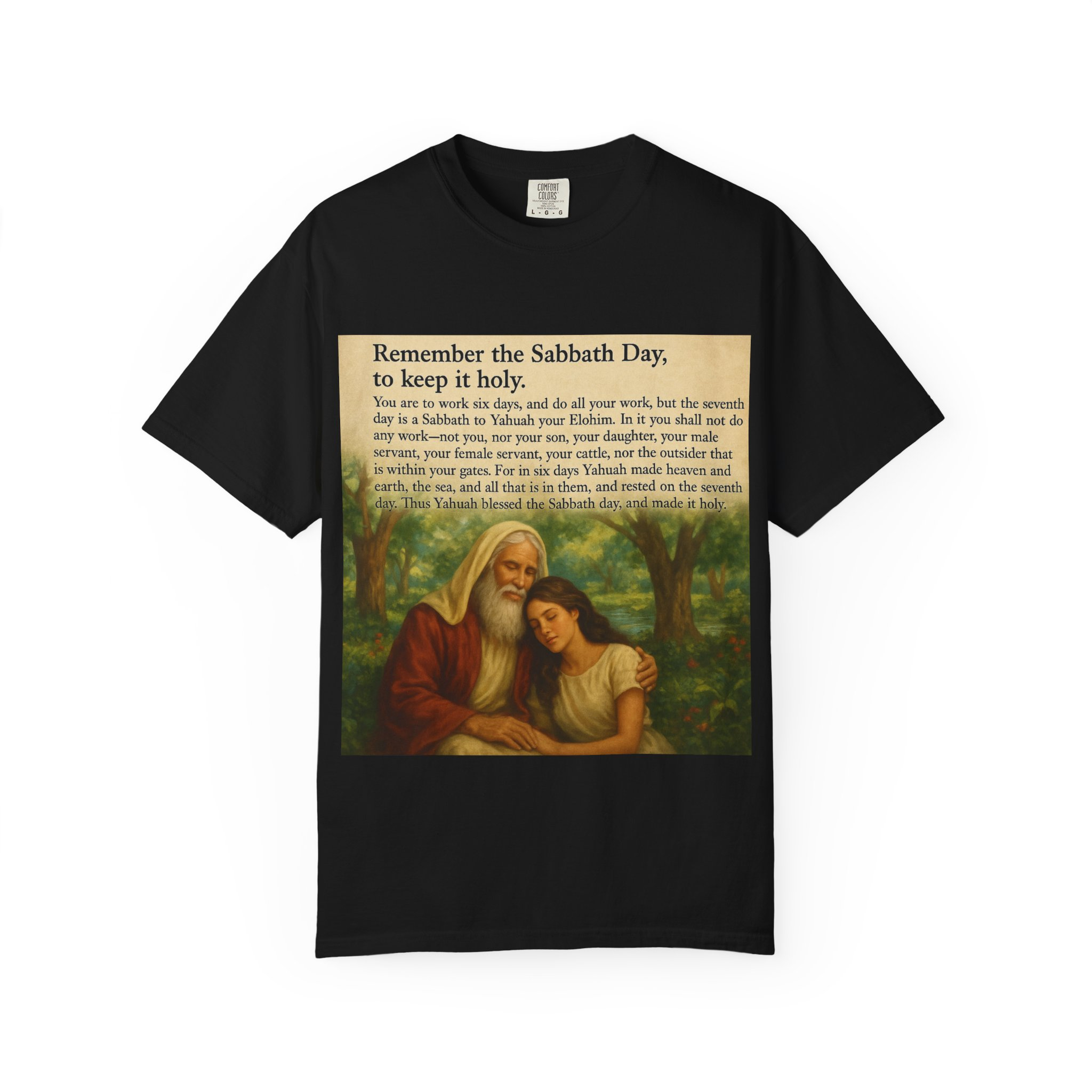 Religious Unisex T-shirt, God and Eve in Garden, Fourth Commandment, Remember the Sabbath Day - Image 53