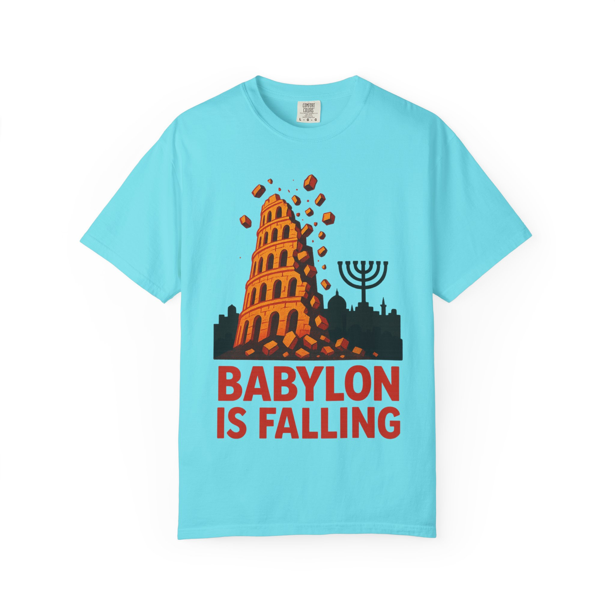 Babylon Is Falling Shirt | Tower of Babel Prophecy Tee | Hebrew Roots Faith T-Shirt | Jerusalem Stands Firm Graphic TopUnisex Garment-Dyed T-shirt - Image 33