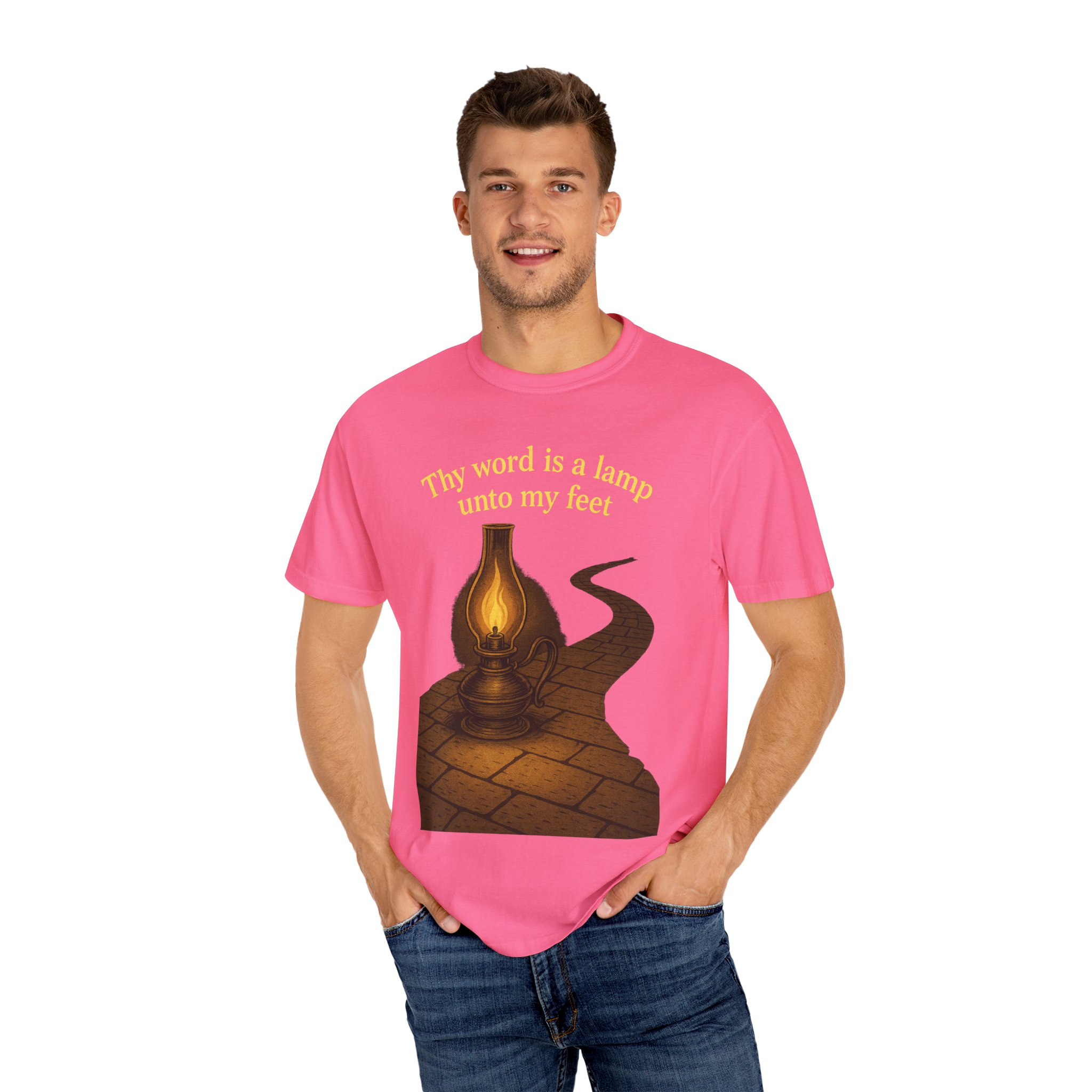 Vintage-Inspired Oil Lamp Unisex Garment-Dyed T-Shirt, Spiritual Tee, Religious Shirt, Biblical Clothing, Christian Apparel - Image 56