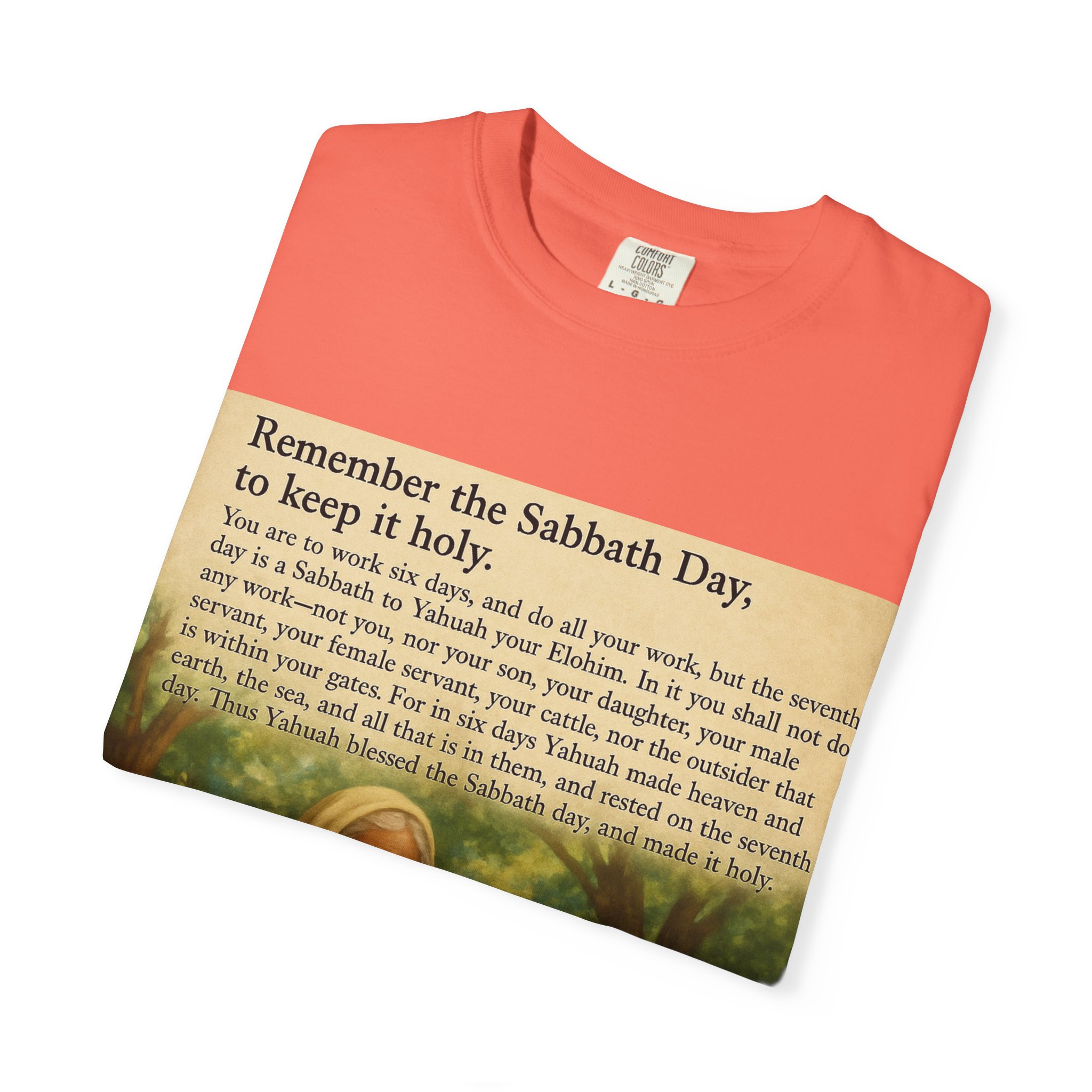 Religious Unisex T-shirt, God and Eve in Garden, Fourth Commandment, Remember the Sabbath Day - Image 15