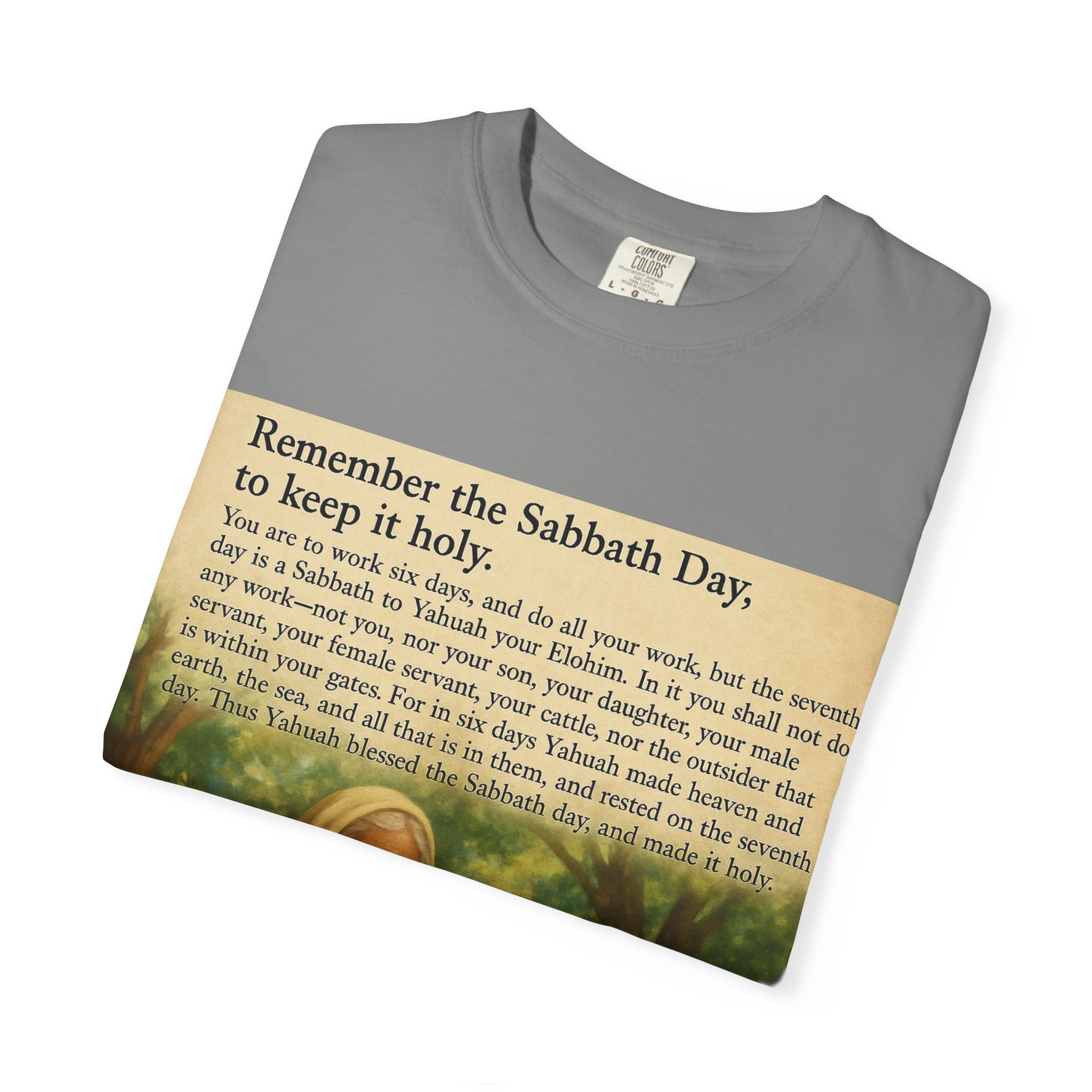 Religious Unisex T-shirt, God and Eve in Garden, Fourth Commandment, Remember the Sabbath Day - Image 47