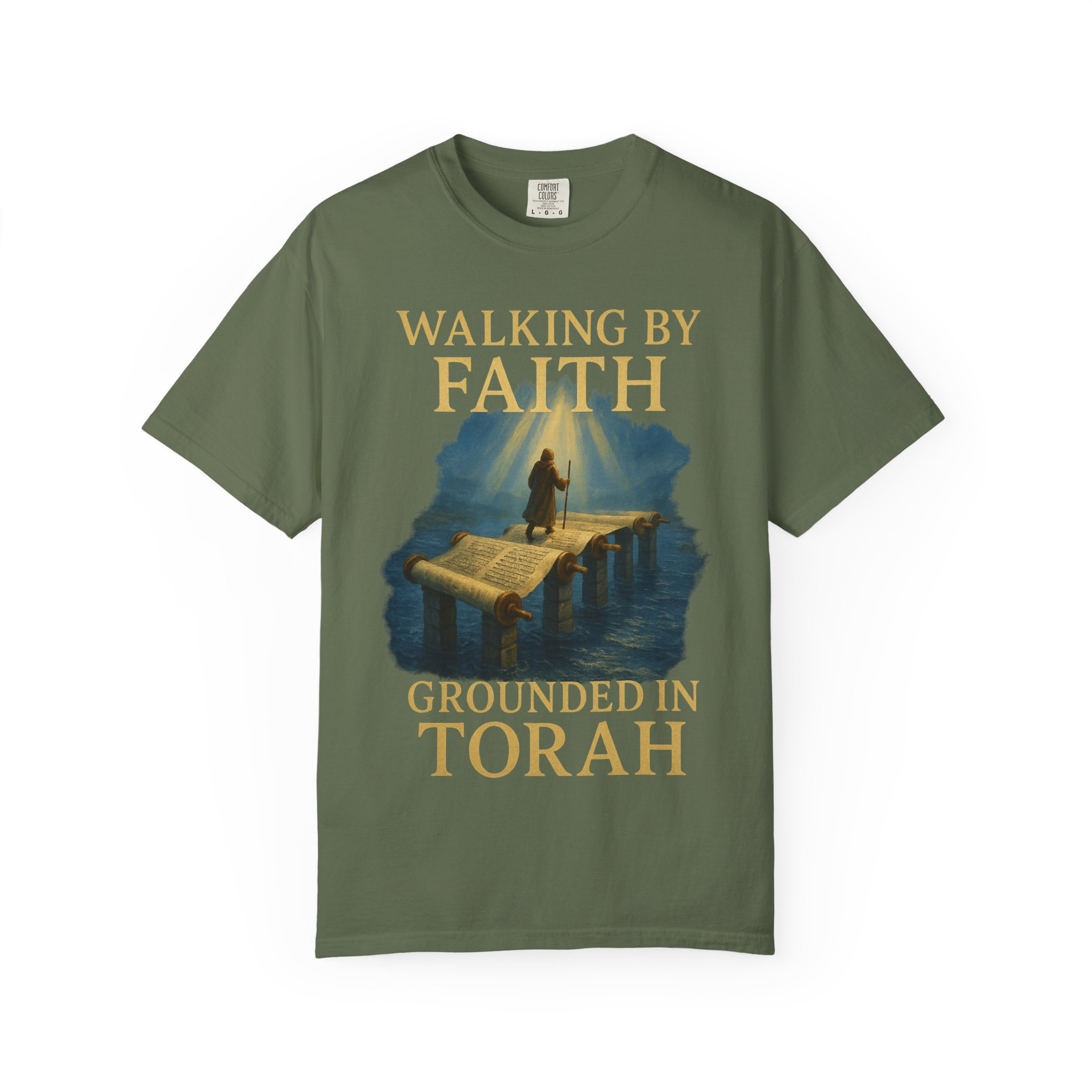 Walking by Faith, Grounded in Torah Scroll Bridge of LightFaith-Inspired Unisex Faith T-Shirt, Torah Gift Inspirational Apparel, Spiritual - Image 5