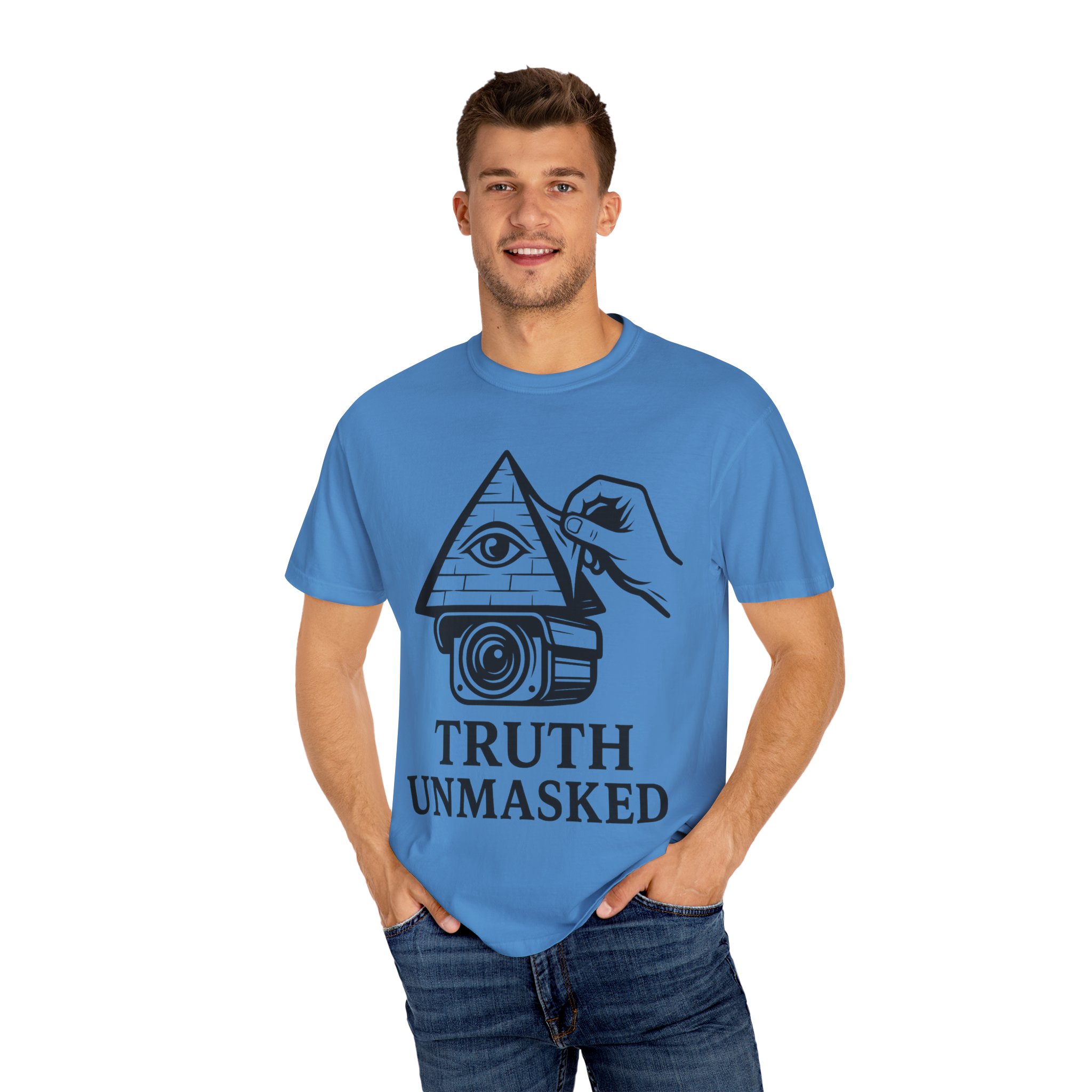 Truth Unmasked Shirt | Pyramid Camera Eye Graphic Tee | Exposing Lies Awareness Conspiracy T-Shirt | Freedom Expression Top - Image 40