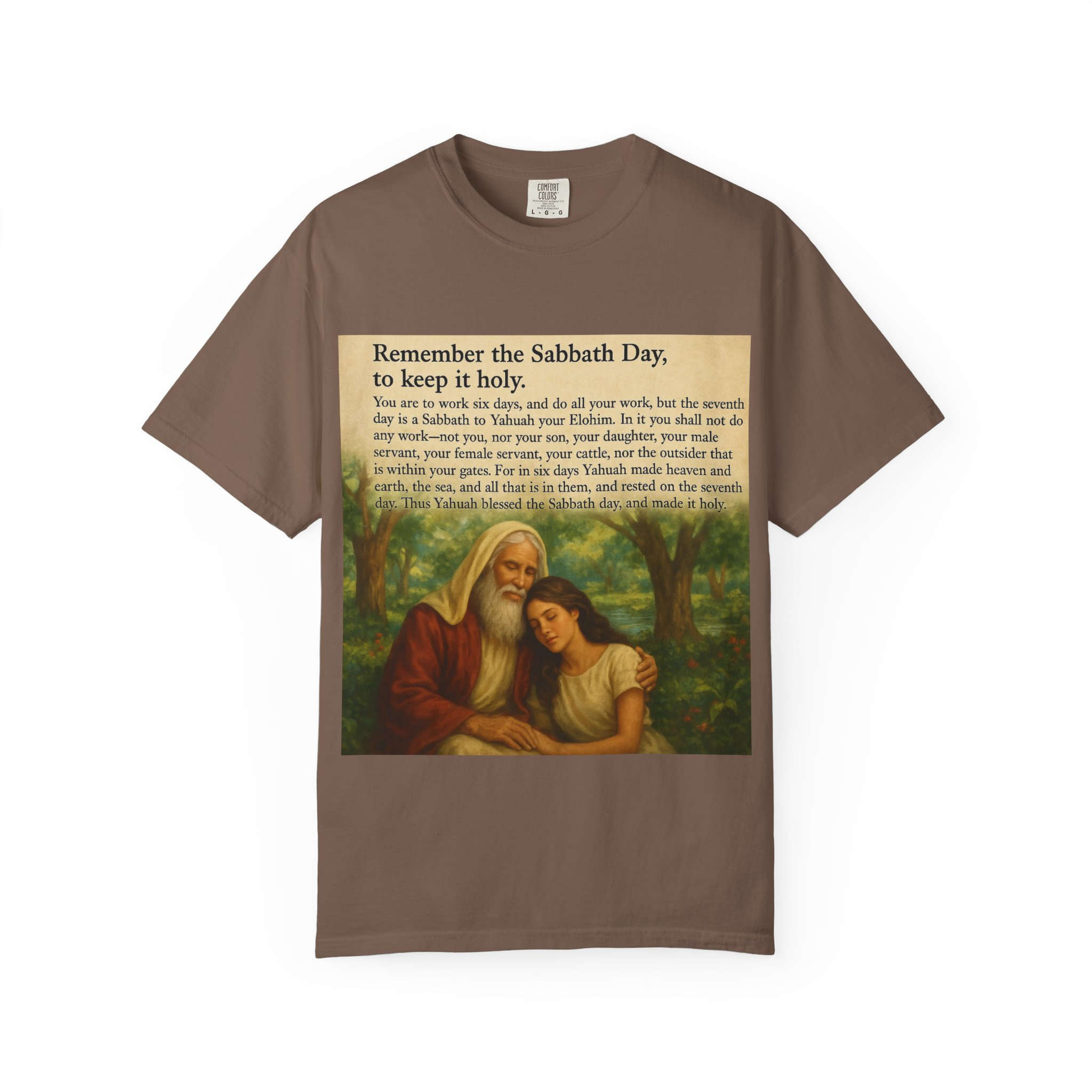 Religious Unisex T-shirt, God and Eve in Garden, Fourth Commandment, Remember the Sabbath Day - Image 33