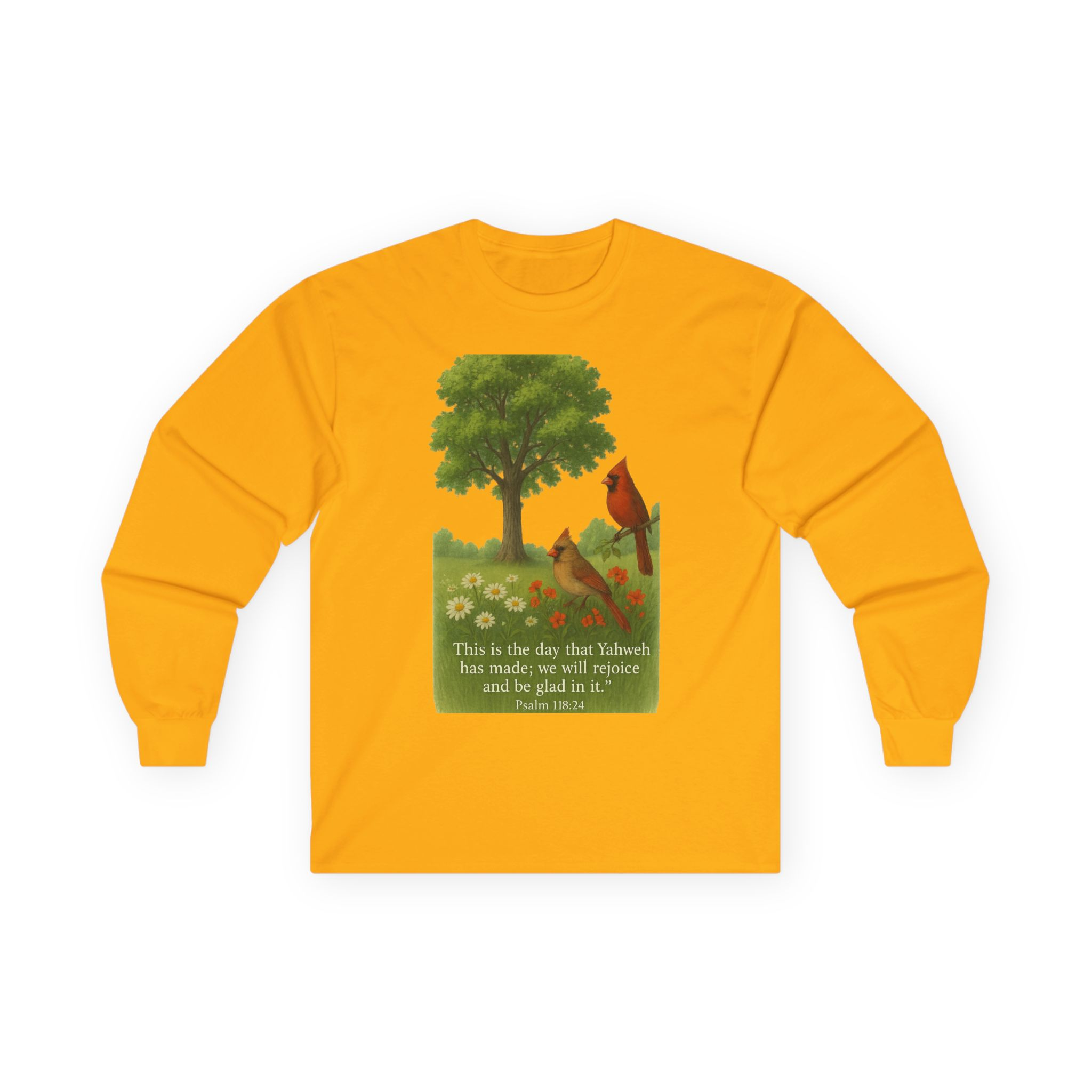 Faith Tree Long Sleeve Tee, Christian Inspirational Shirt, Rejoice in the Moment Top, Psalm 118:24 Tee, Hopeful Floral T-Shirt, Serene - Image 13