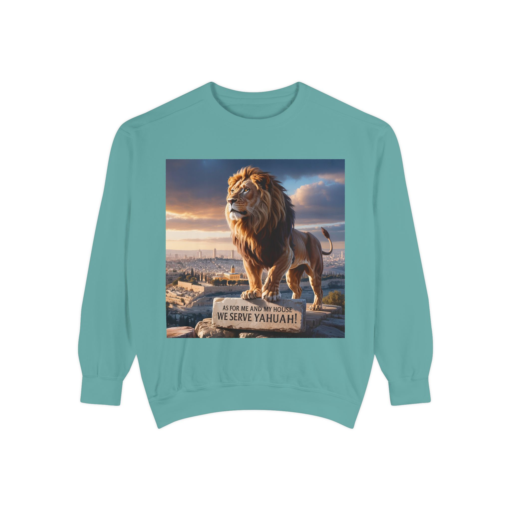 Religious Lion Sweatshirt with Jerusalem and Scripture, Christian Unisex Jumper, Serve the Lord, Biblical Gift, Lion of Judah Apparel, - Image 37