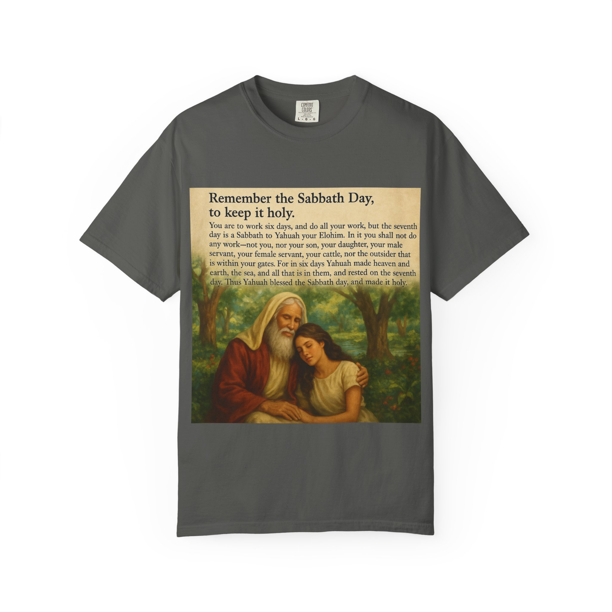 Religious Unisex T-shirt, God and Eve in Garden, Fourth Commandment, Remember the Sabbath Day - Image 37