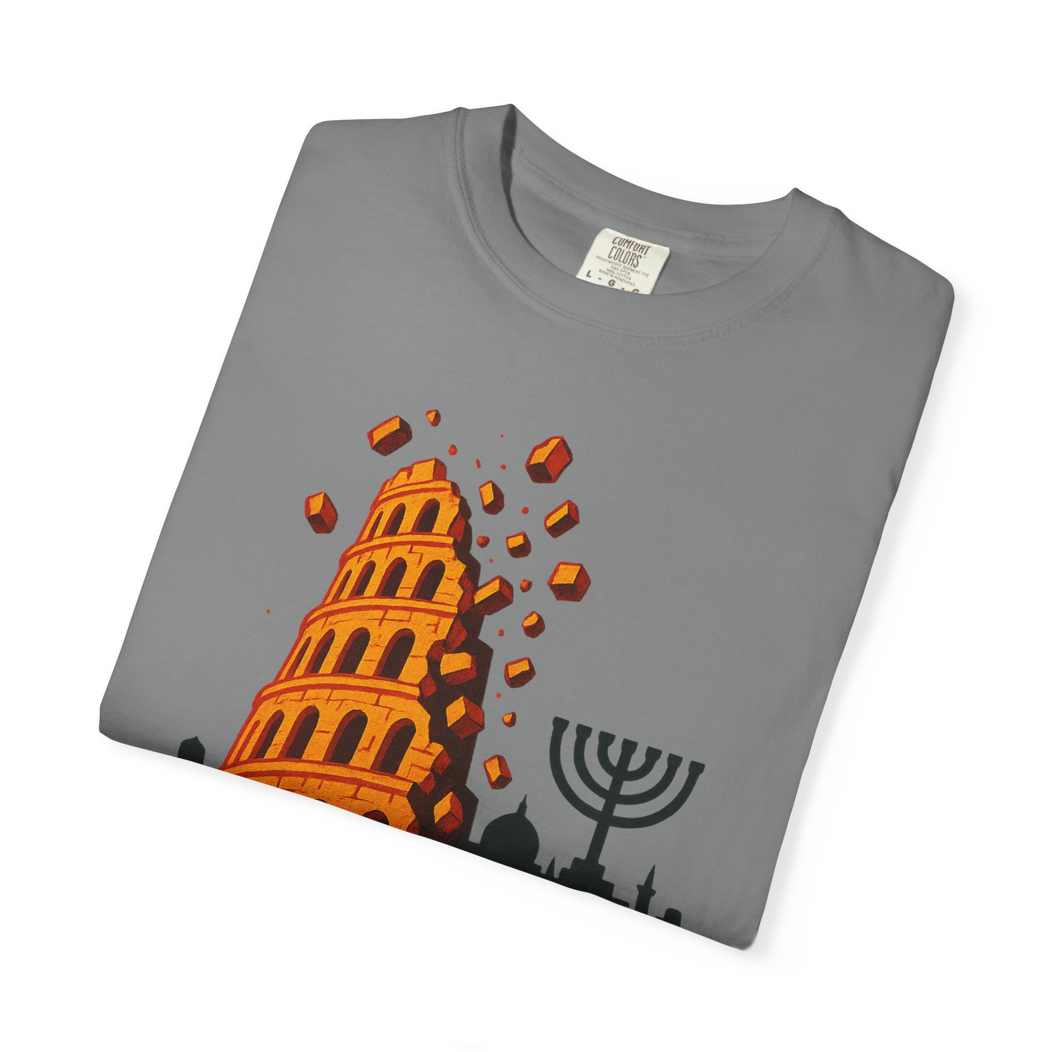 Babylon Is Falling Shirt | Tower of Babel Prophecy Tee | Hebrew Roots Faith T-Shirt | Jerusalem Stands Firm Graphic TopUnisex Garment-Dyed T-shirt - Image 15