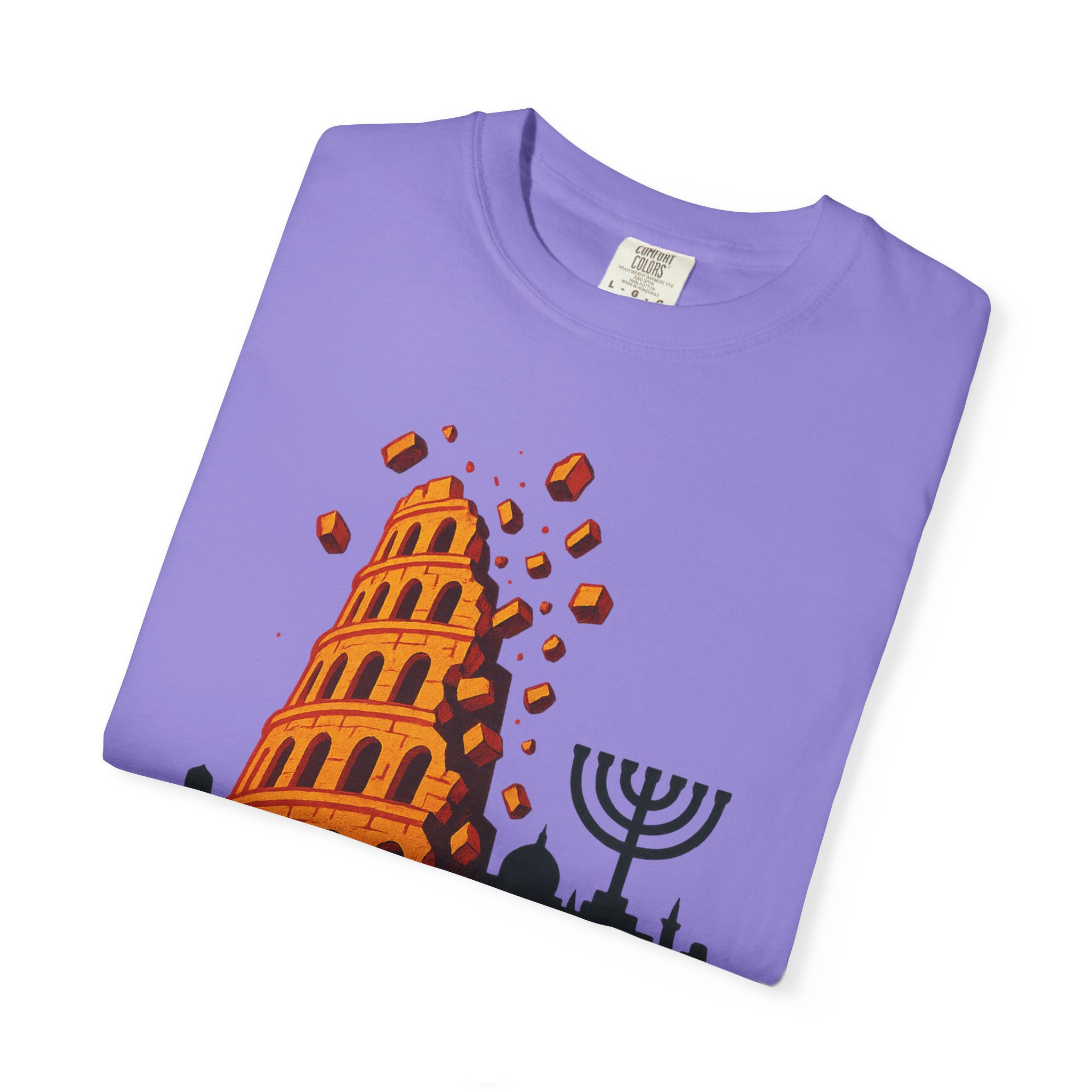 Babylon Is Falling Shirt | Tower of Babel Prophecy Tee | Hebrew Roots Faith T-Shirt | Jerusalem Stands Firm Graphic TopUnisex Garment-Dyed T-shirt - Image 47