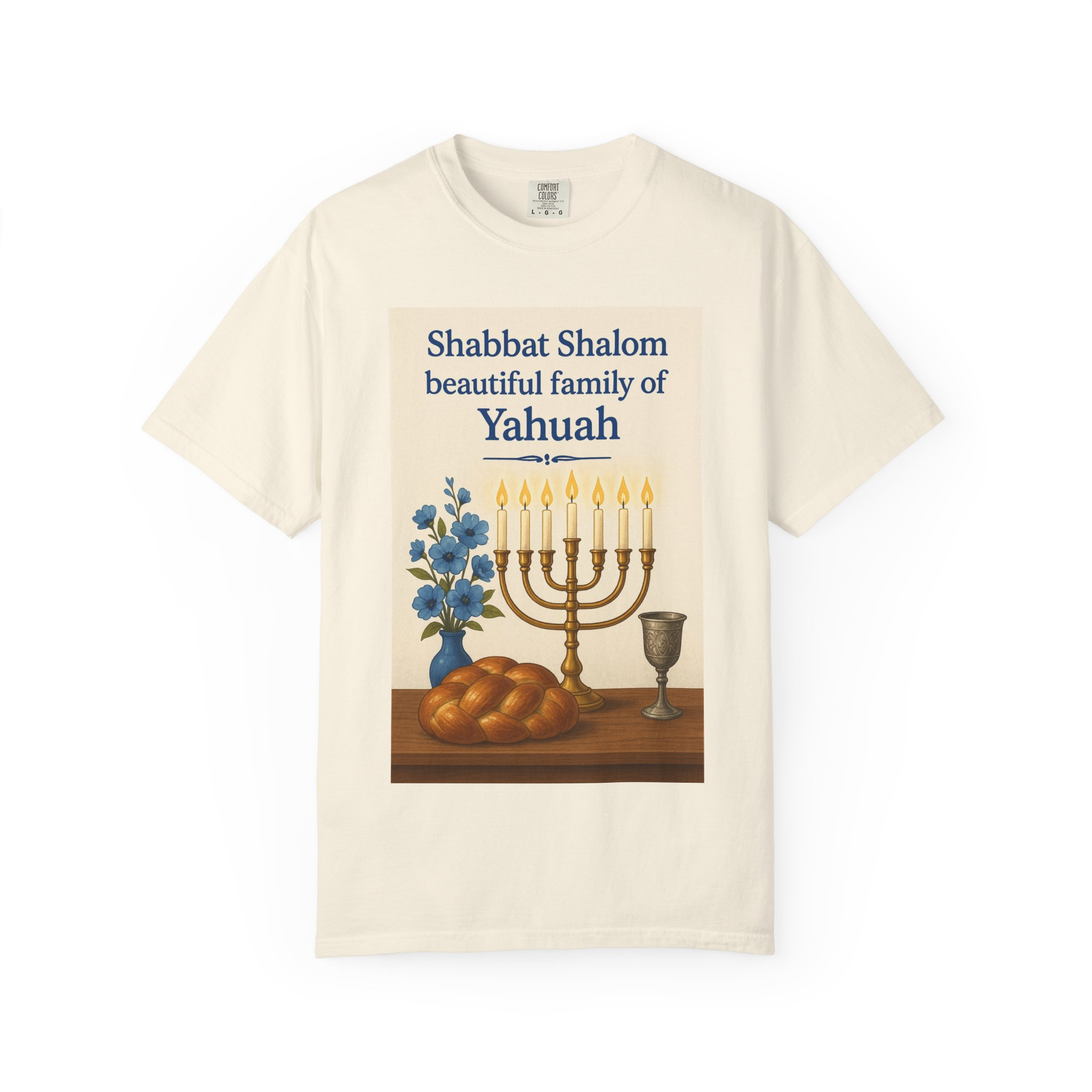 Shabbat Shalom Beautiful Family of Yahuah Tee Unisex Garment-Dyed T-Shirt, Perfect for Family Gatherings & Religious Celebrations - Image 13