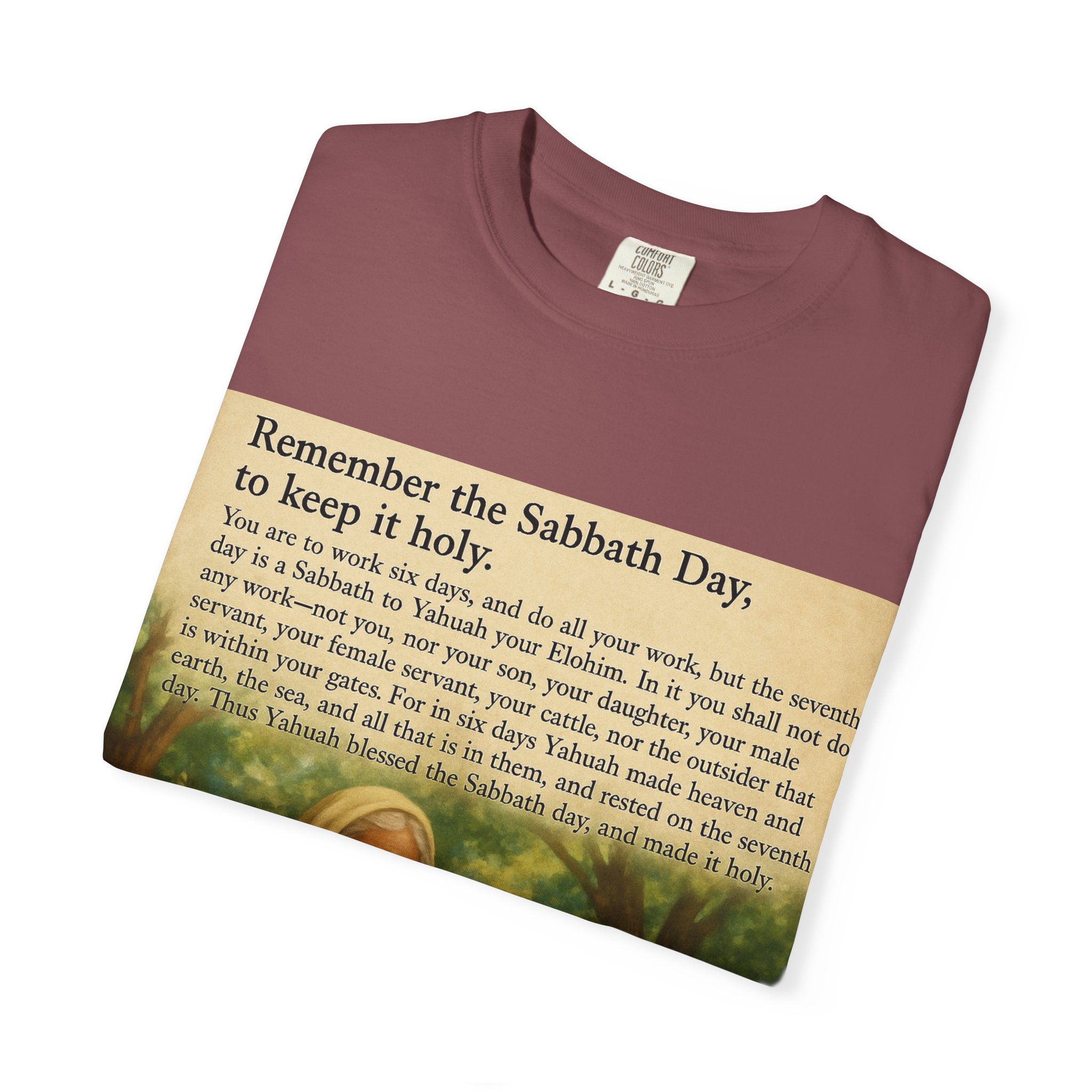 Religious Unisex T-shirt, God and Eve in Garden, Fourth Commandment, Remember the Sabbath Day - Image 19