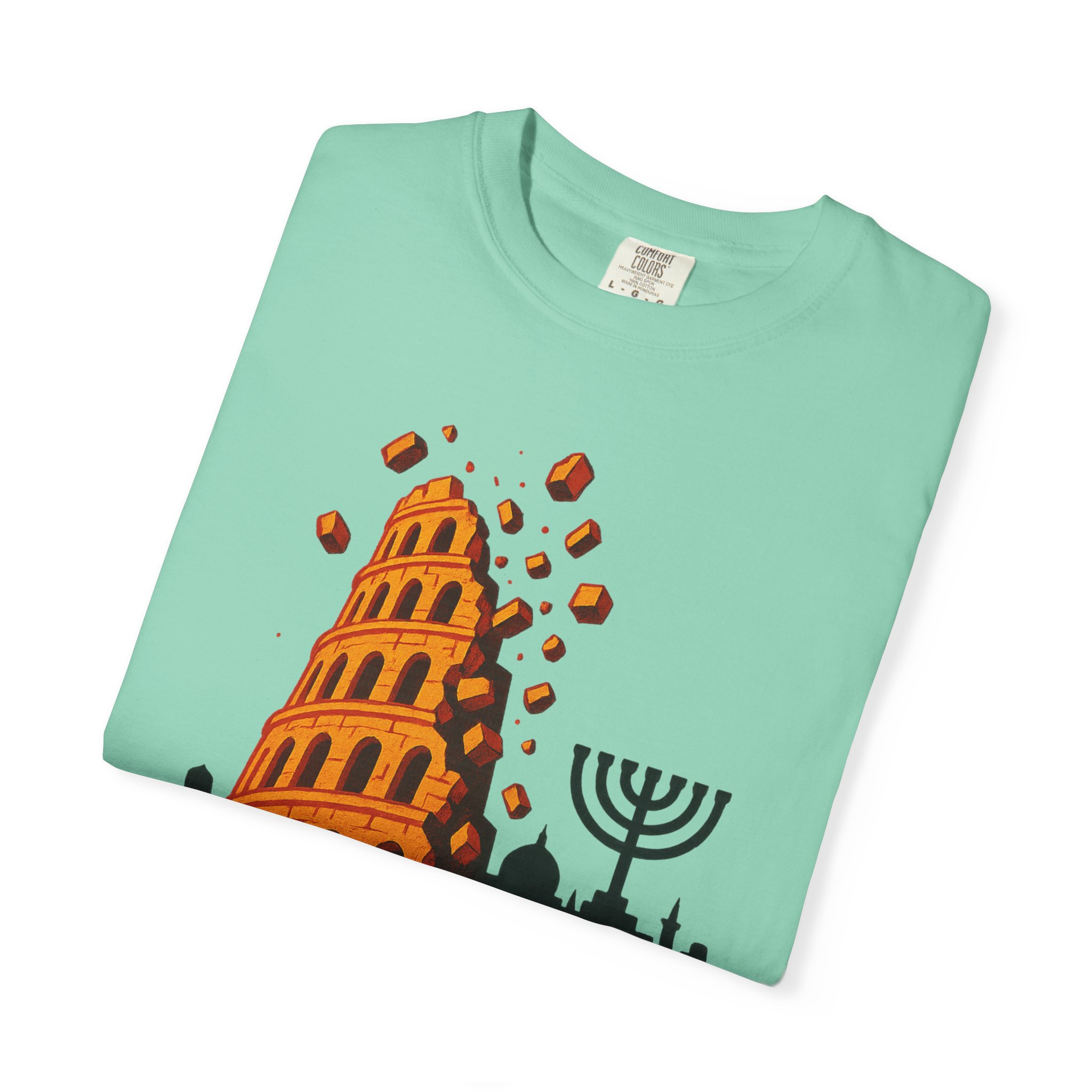 Babylon Is Falling Shirt | Tower of Babel Prophecy Tee | Hebrew Roots Faith T-Shirt | Jerusalem Stands Firm Graphic TopUnisex Garment-Dyed T-shirt - Image 23