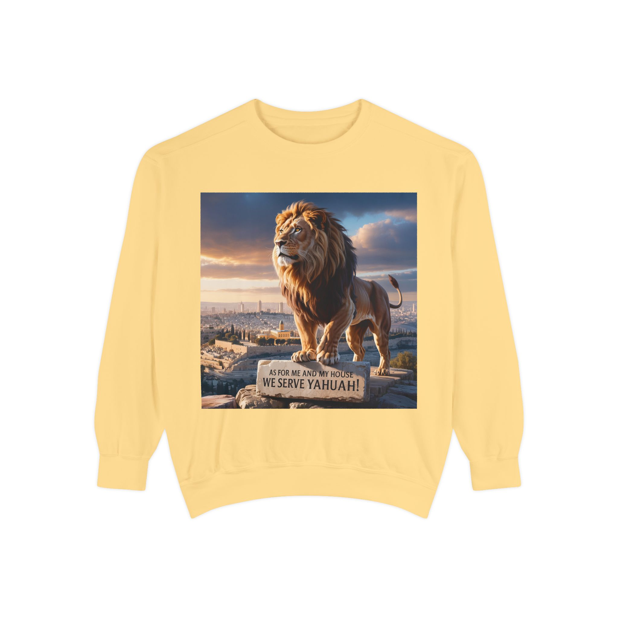 Religious Lion Sweatshirt with Jerusalem and Scripture, Christian Unisex Jumper, Serve the Lord, Biblical Gift, Lion of Judah Apparel, - Image 13