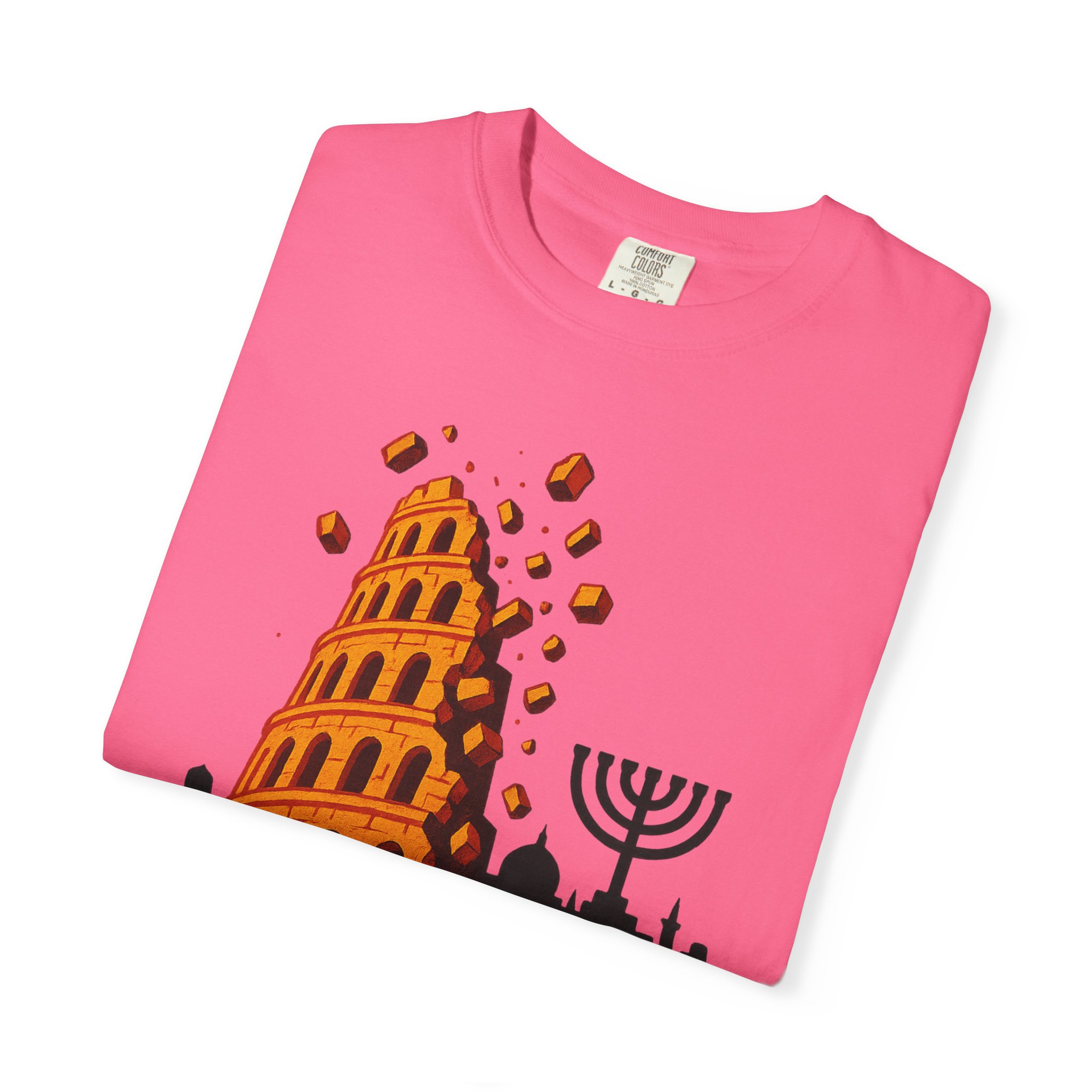 Babylon Is Falling Shirt | Tower of Babel Prophecy Tee | Hebrew Roots Faith T-Shirt | Jerusalem Stands Firm Graphic TopUnisex Garment-Dyed T-shirt - Image 59
