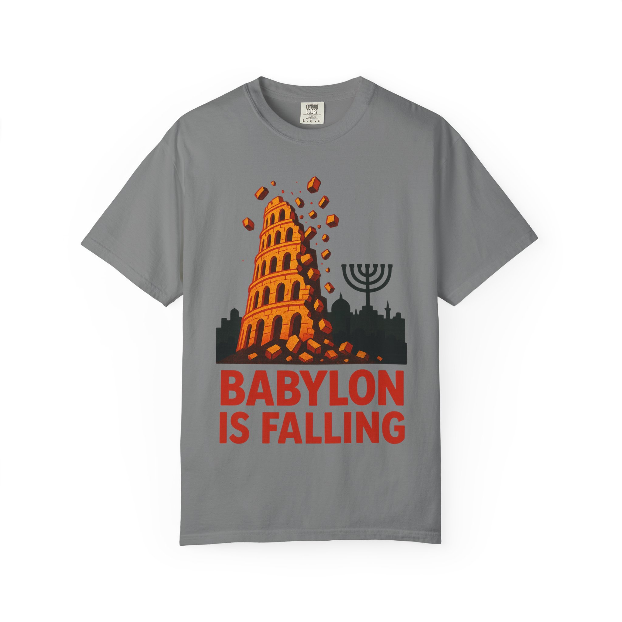 Babylon Is Falling Shirt | Tower of Babel Prophecy Tee | Hebrew Roots Faith T-Shirt | Jerusalem Stands Firm Graphic TopUnisex Garment-Dyed T-shirt - Image 13