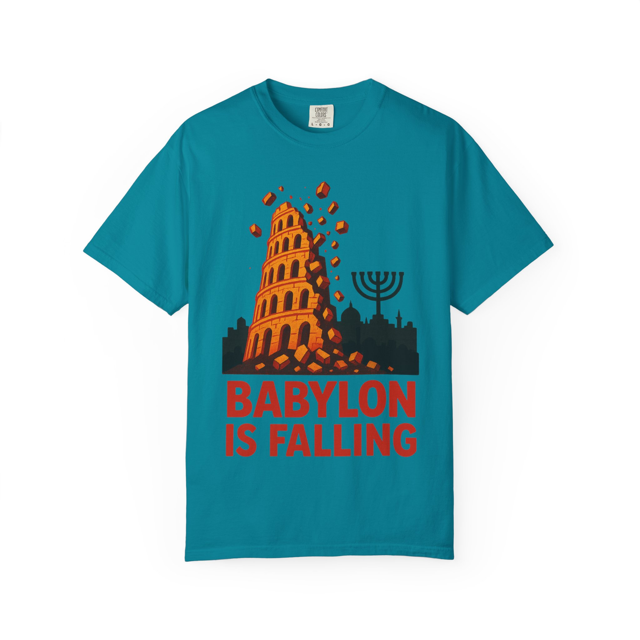 Babylon Is Falling Shirt | Tower of Babel Prophecy Tee | Hebrew Roots Faith T-Shirt | Jerusalem Stands Firm Graphic TopUnisex Garment-Dyed T-shirt - Image 29