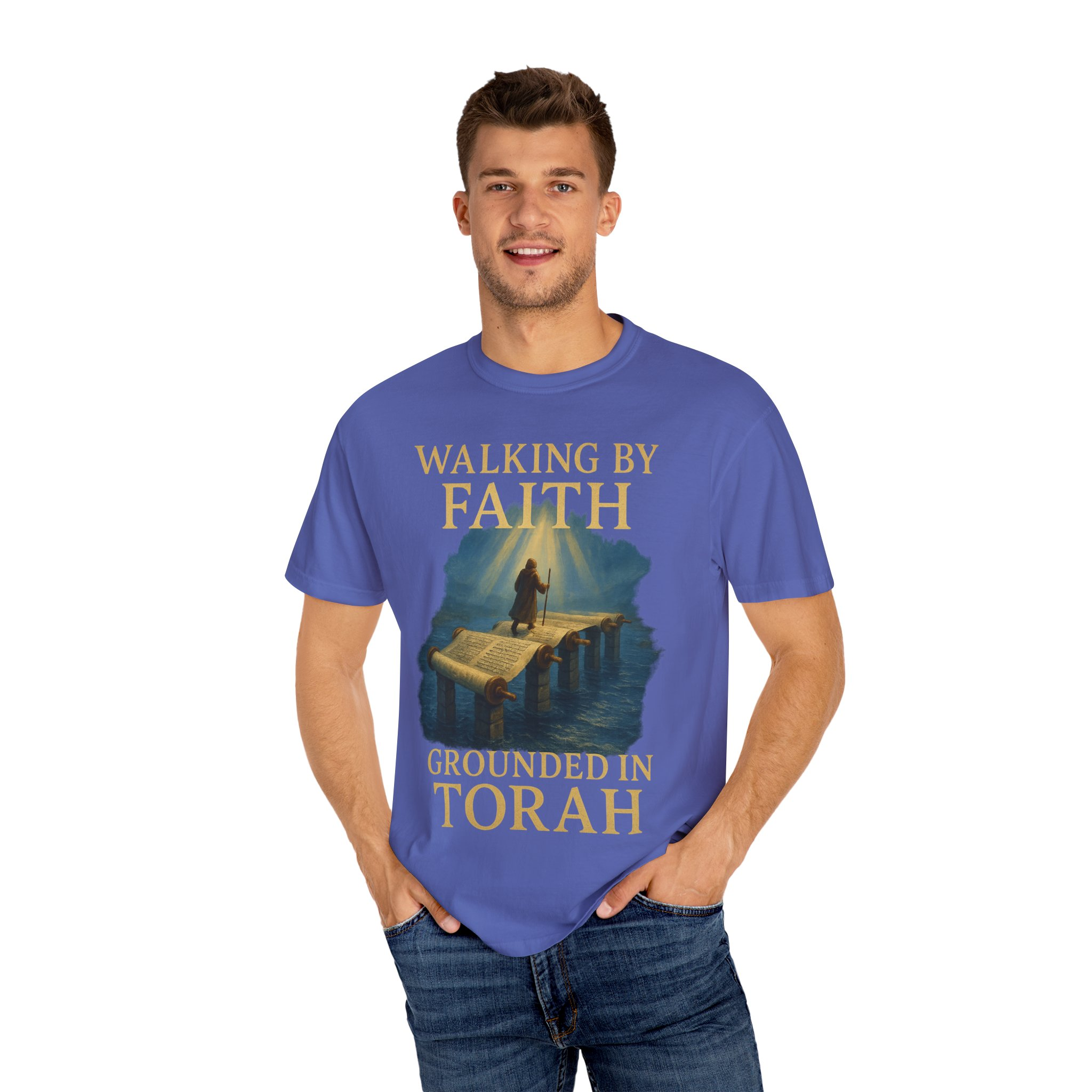 Walking by Faith, Grounded in Torah Scroll Bridge of LightFaith-Inspired Unisex Faith T-Shirt, Torah Gift Inspirational Apparel, Spiritual - Image 24
