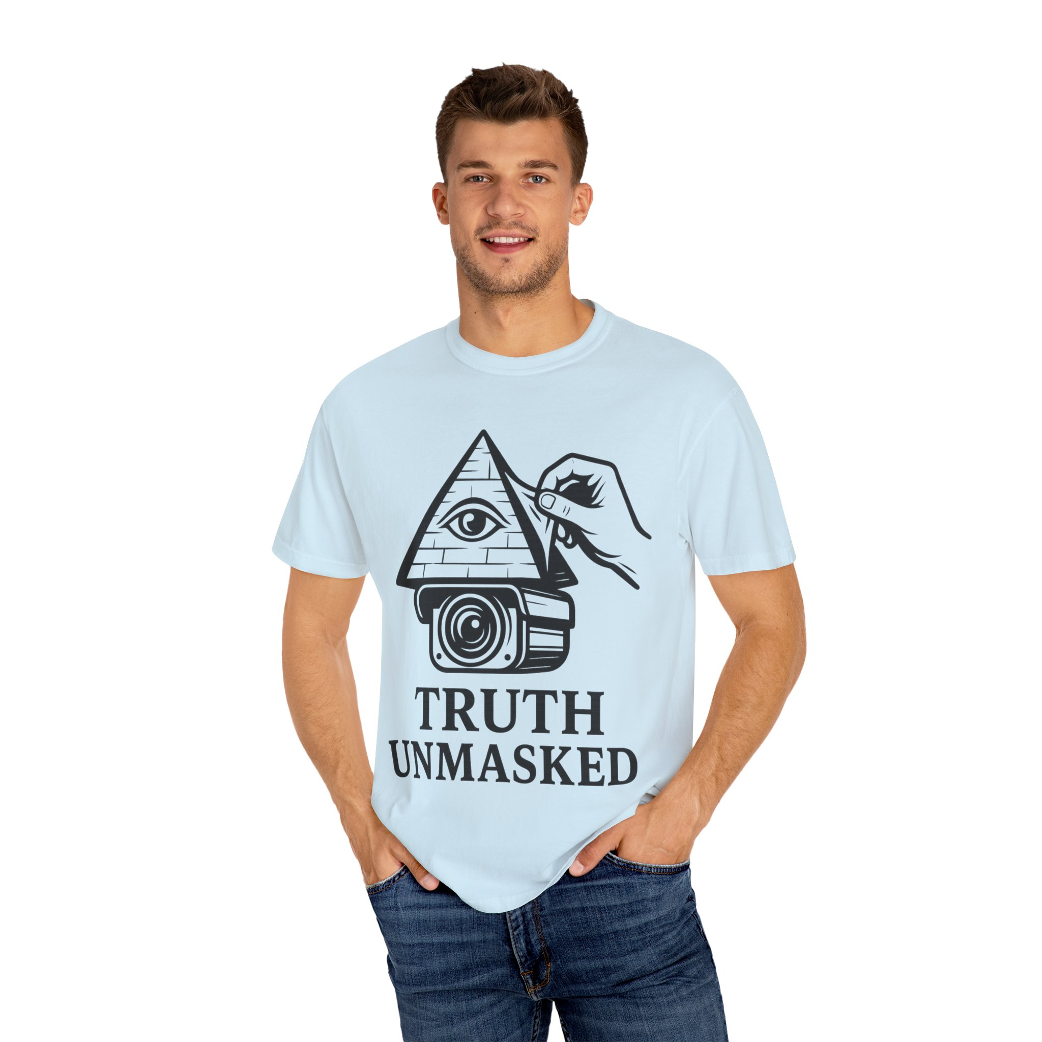 Truth Unmasked Shirt | Pyramid Camera Eye Graphic Tee | Exposing Lies Awareness Conspiracy T-Shirt | Freedom Expression Top - Image 28