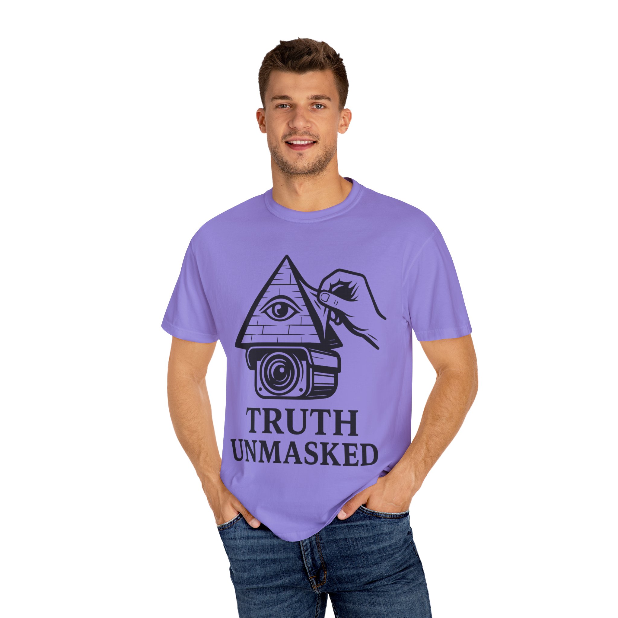 Truth Unmasked Shirt | Pyramid Camera Eye Graphic Tee | Exposing Lies Awareness Conspiracy T-Shirt | Freedom Expression Top - Image 44