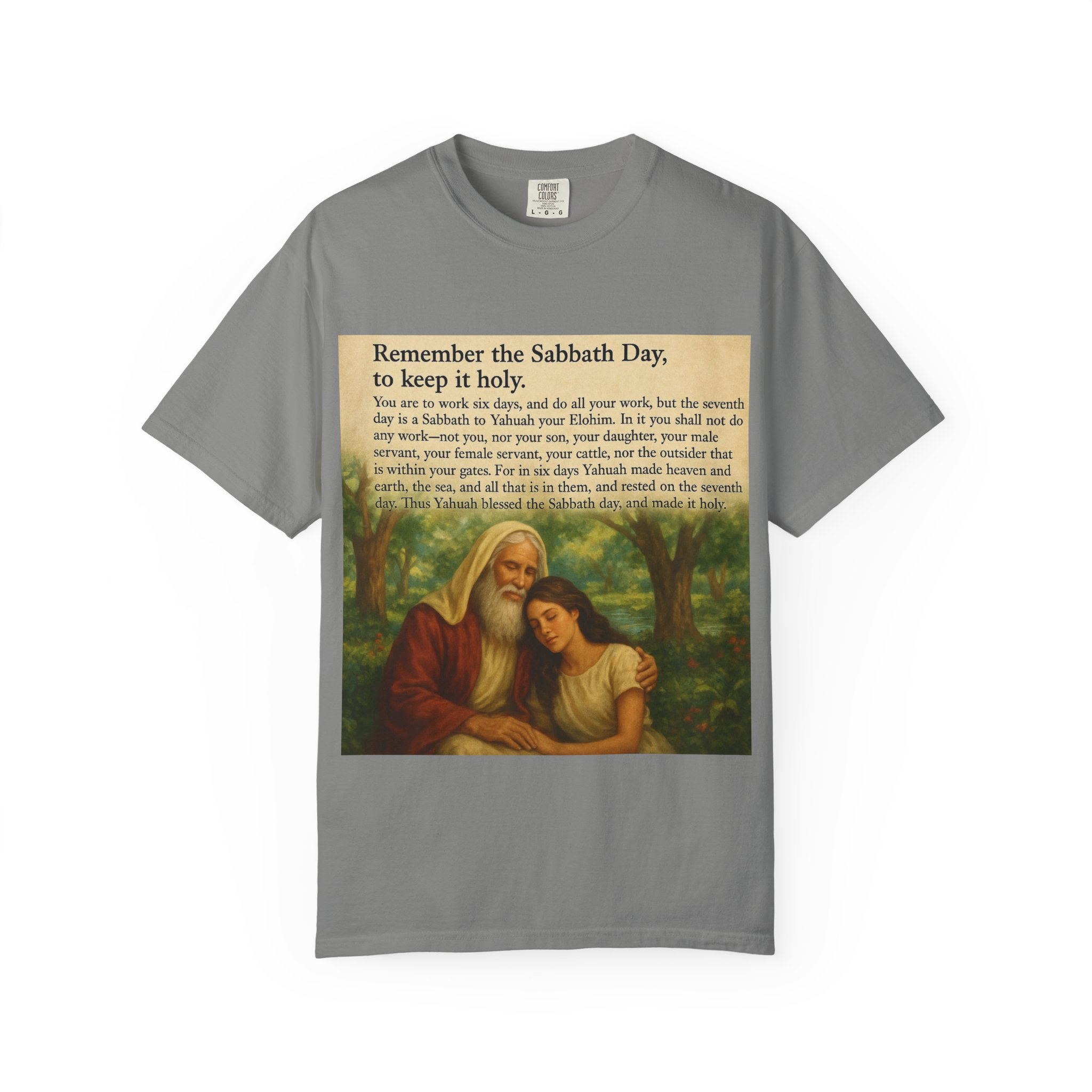 Religious Unisex T-shirt, God and Eve in Garden, Fourth Commandment, Remember the Sabbath Day - Image 45