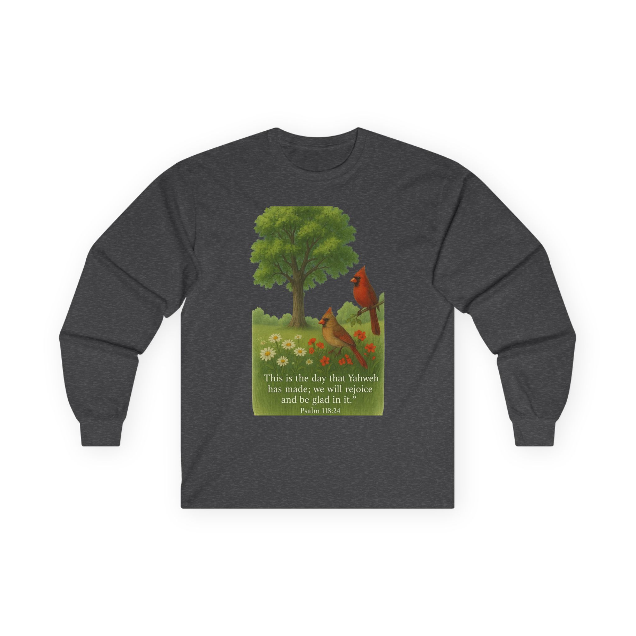 Faith Tree Long Sleeve Tee, Christian Inspirational Shirt, Rejoice in the Moment Top, Psalm 118:24 Tee, Hopeful Floral T-Shirt, Serene - Image 31