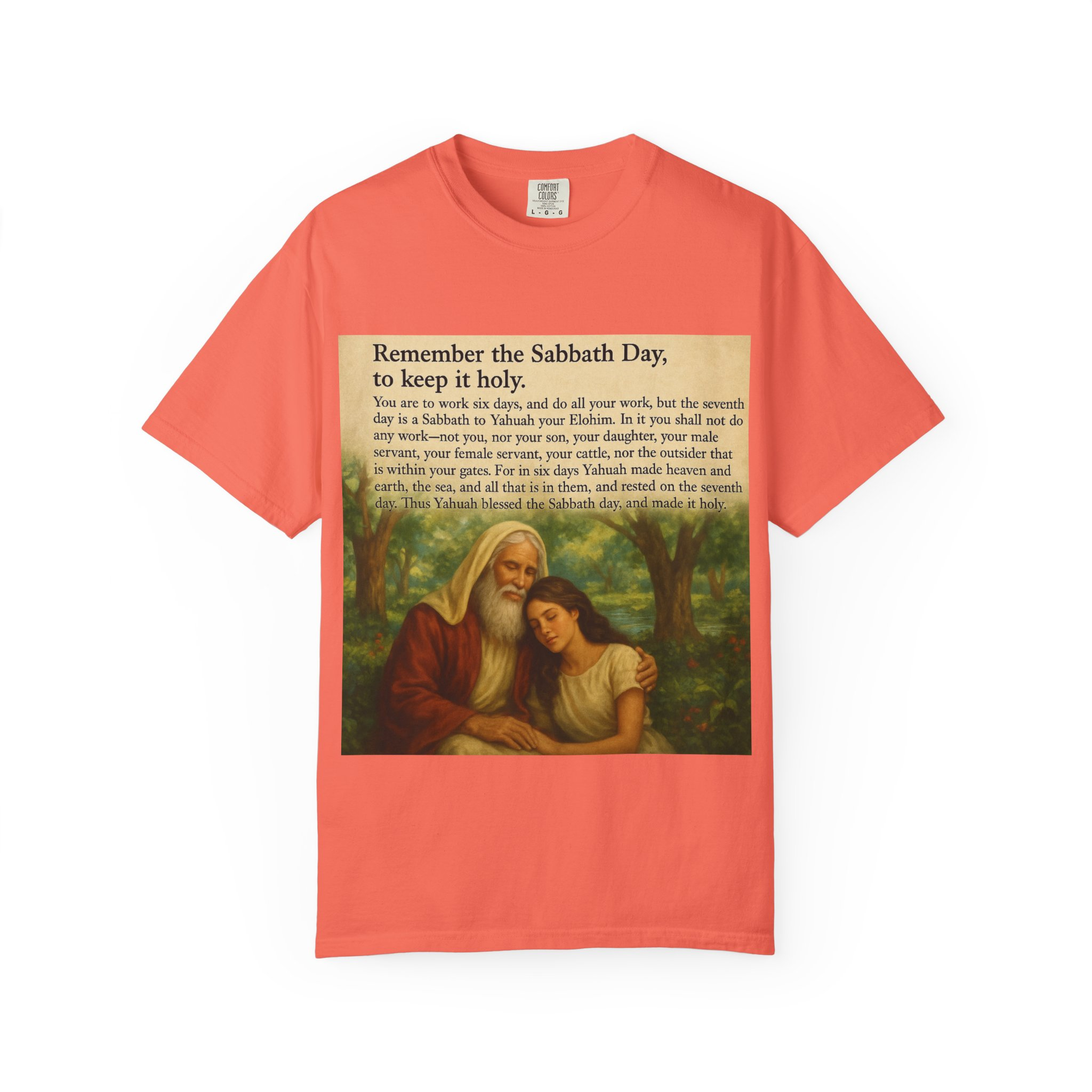 Religious Unisex T-shirt, God and Eve in Garden, Fourth Commandment, Remember the Sabbath Day - Image 13