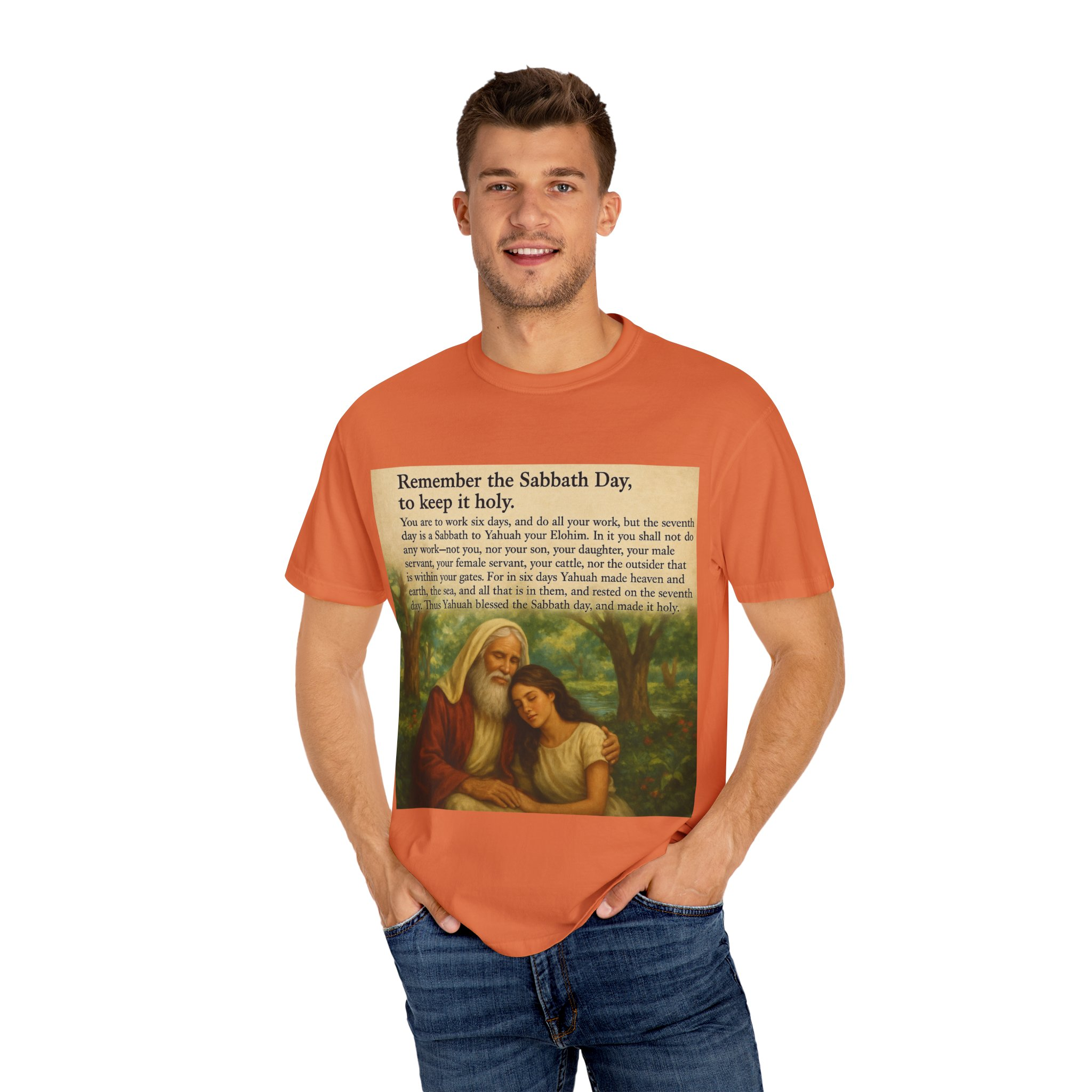 Religious Unisex T-shirt, God and Eve in Garden, Fourth Commandment, Remember the Sabbath Day - Image 28