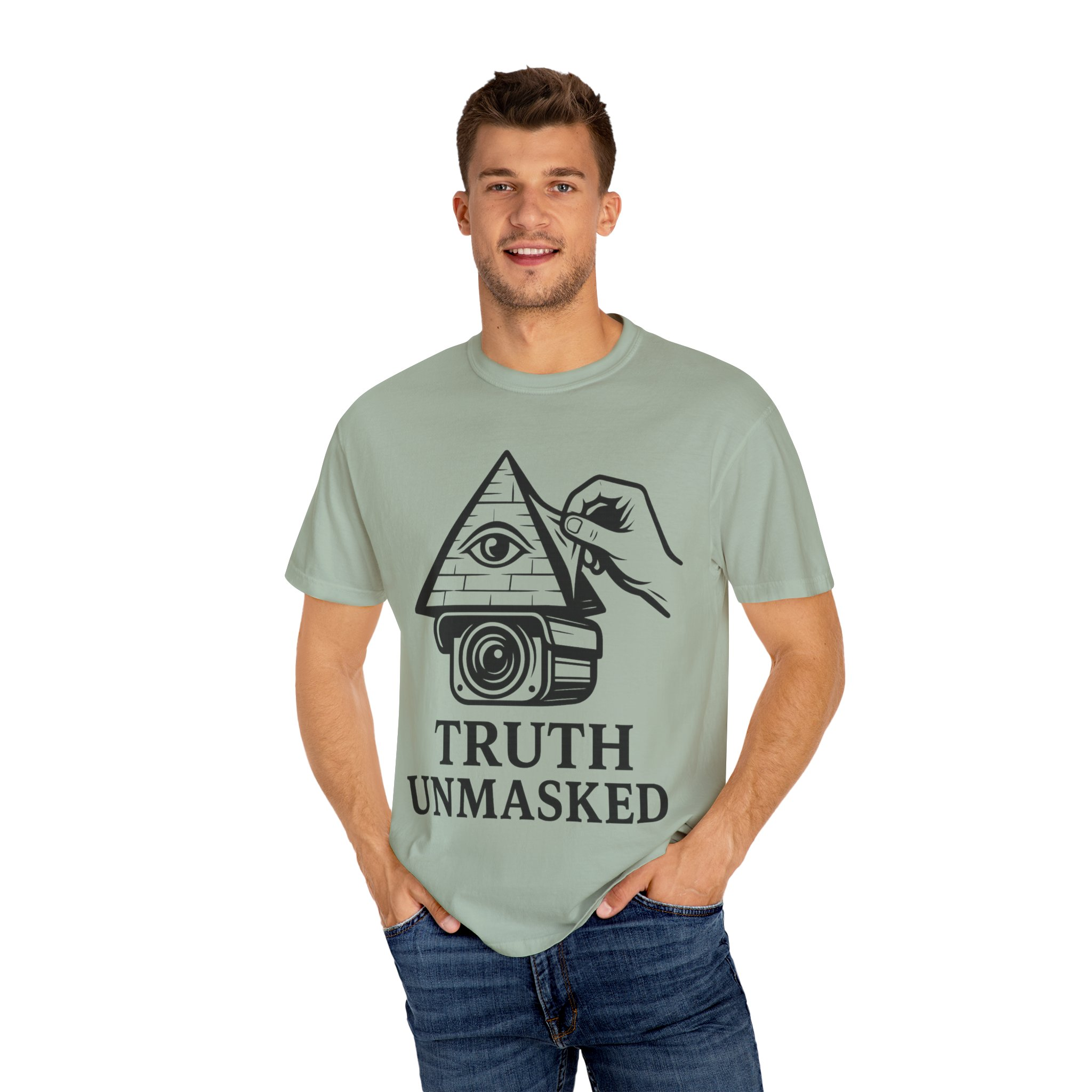Truth Unmasked Shirt | Pyramid Camera Eye Graphic Tee | Exposing Lies Awareness Conspiracy T-Shirt | Freedom Expression Top - Image 16