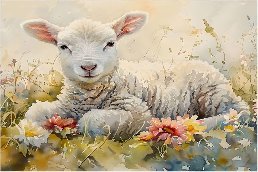 passover lamb in wildflower field symbol of innocence and sacrifice